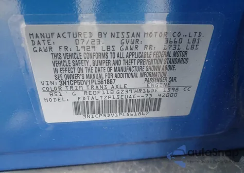 2023 Nissan Kicks Sr Xtronic Cvt z USA, uszkodzony, nr VIN 3N1CP5DV1PL561867